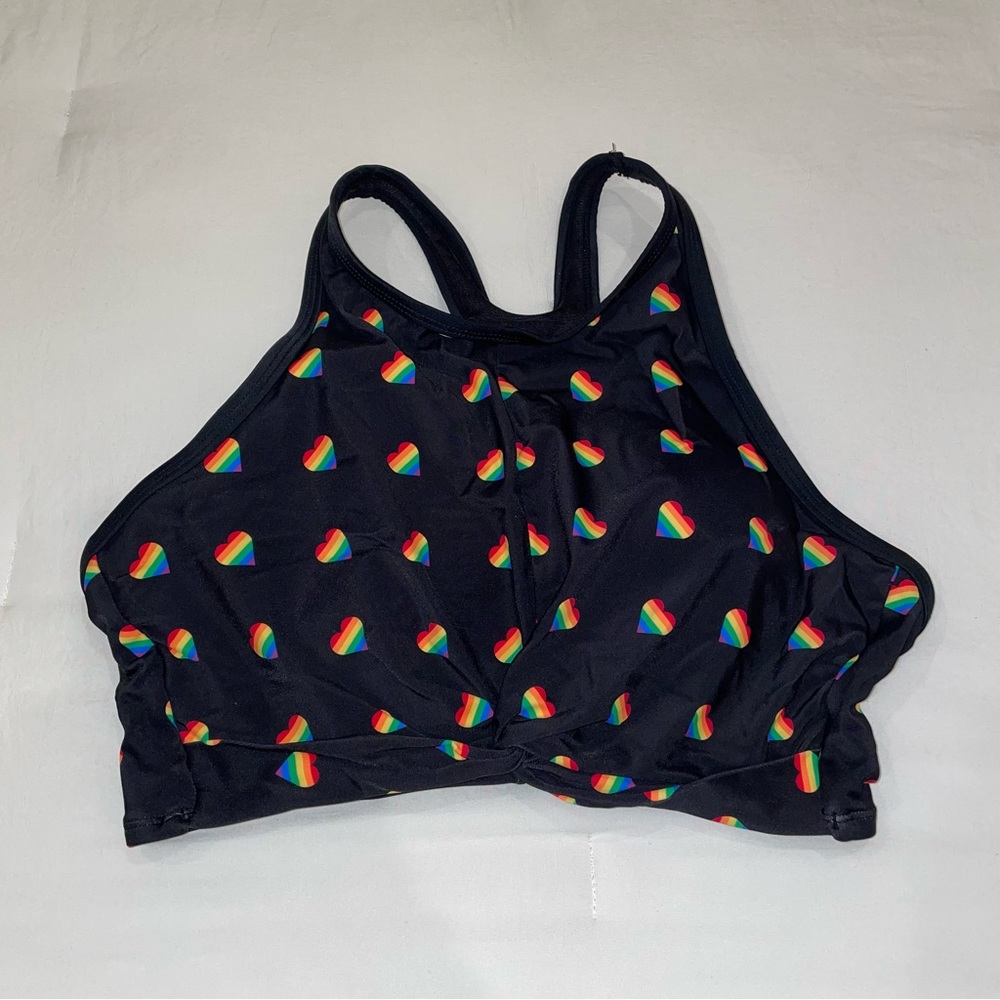 Women’s Rainbow Print High Neck Bikini Top 🏳️‍🌈